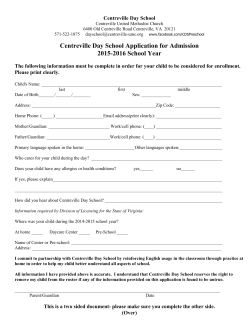 CDS 2015-2016 Application for Admission