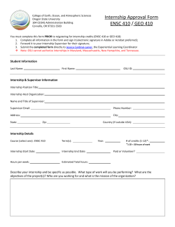 Internship Approval Form ENSC 410 / GEO 410