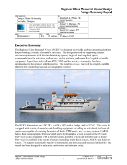 Regional Class Research Vessel Design Design Summary Report