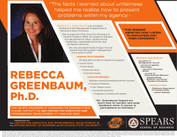 REBECCA GREENBAUM, Ph.D. - Center for Executive and