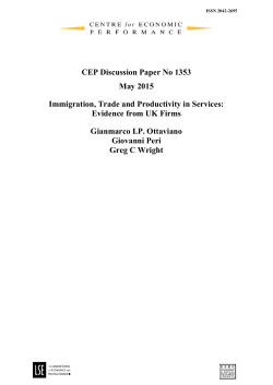 CEP Discussion Paper No 1353 May 2015 Immigration, Trade and