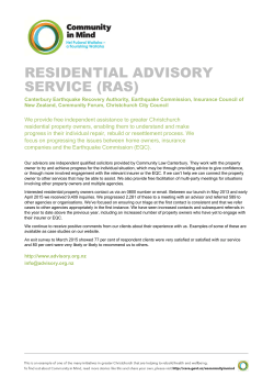 Residential Advisory Service - Canterbury Earthquake Recovery