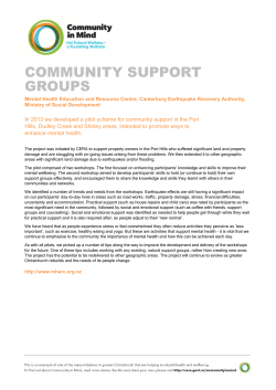 Community Support Groups - Canterbury Earthquake Recovery