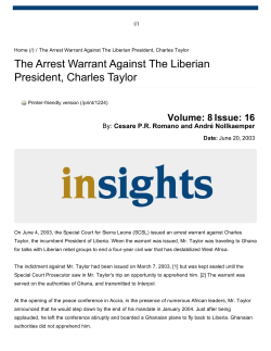 The Arrest Warrant Against The Liberian President, Charles Taylor