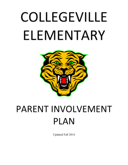PARENT INVOLVEMENT PLAN - Collegeville Elementary School