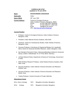 curriculum vitae - raghavendra gadagkar