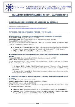 Bulletin janvier 2015 - CETOBaC