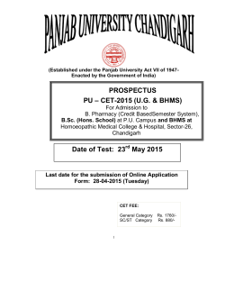PROSPECTUS PU â CET-2015 (U.G. & BHMS) Date of Test: 23 May