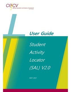 Student Activity Locator (SAL) User Guide