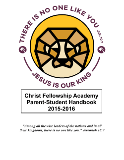 Christ Fellowship Academy Parent-Student Handbook 2015-2016