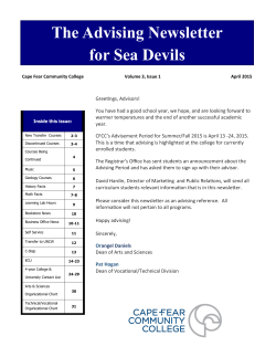 The Advising Newsletter for Sea Devils Spring 2015