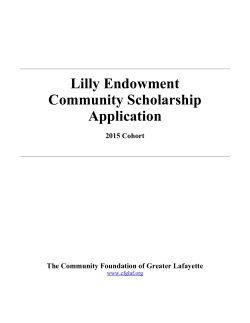 Lilly Endowment Community Scholarship Application 2015 Cohort