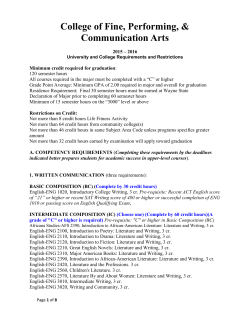 General Education Requirements - College of Fine, Performing and