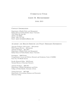 Curriculum Vitae Jason M. Hockenberry