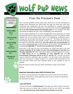 CGE Monthly Newsletter - Cottage Grove Elementary School