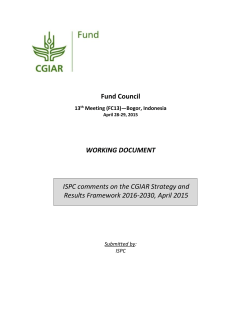 ISPC comments on the CGIAR Strategy and Results Framework