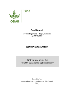ISPC comments on the âCGIAR Genebanks Options Paper,â