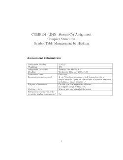 COMP104 - 2015 - Second CA Assignment Compiler Structures