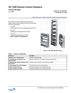 VD-1300 Volume Control Dampers Product Bulletin
