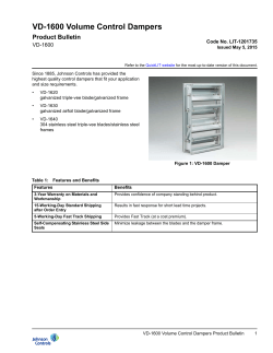 VD-1600 Volume Control Dampers Product Bulletin