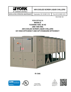 YCIV0590-1649 Style A 50 Hz Air-Cooled Screw Liquid Chillers