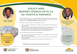 2015/16 Policy and Budget Speech advisory.