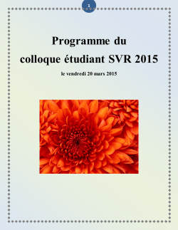 Programme du colloque Ã©tudiant SVR 2015