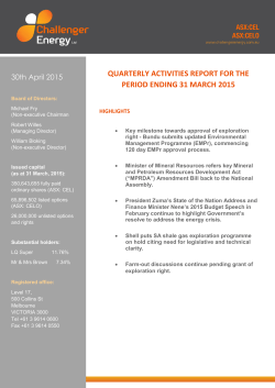 QUARTERLY ACTIVITIES REPORT FOR THE PERIOD ENDING 31