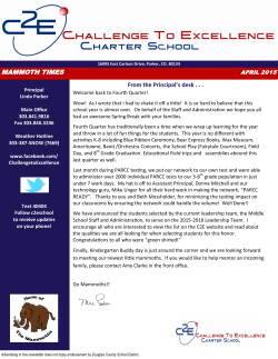 April 2015 Newsletter - Challenge to Excellence Charter School