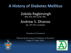 A History of Diabetes Mellitus by Ms. Zobida