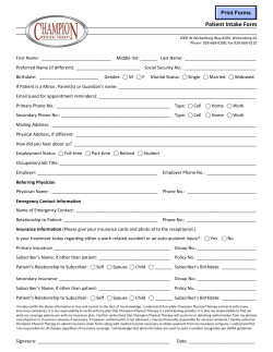 New Patient Forms - Champion Physical Therapy