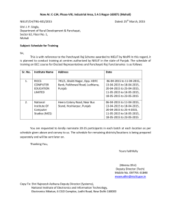 Training Schedule (Punajb) for APRIL 2015 and MAY 2015