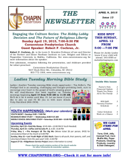 THE NEWSLETTER - Chapin Presbyterian Church