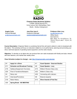 Chapman Radio Workshop Syllabus COMM 108/308 Spring 2015
