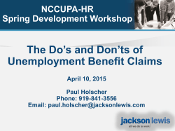 The Do`s and Don`ts of Unemployment Benefits Claims - CUPA