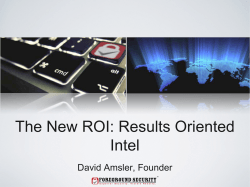 The New ROI: Results Oriented Intel