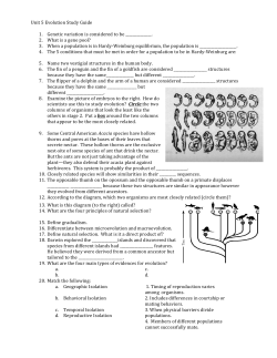 Unit 5 Evolution Study Guide 1. Genetic variation is considered to be