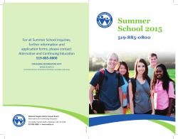 Summer School 2015 - Cameron Heights Collegiate Institute