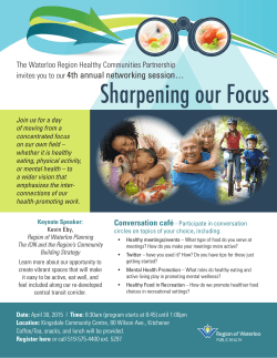 Sharpening our Focus - Region of Waterloo Public Health