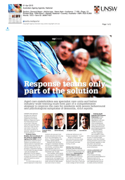 up Aged care stakeholders say specialist care units and better