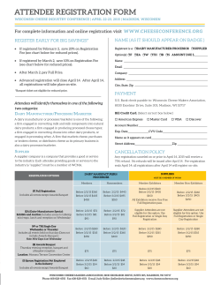 attendee registration form - Wisconsin Cheese Industry Conference
