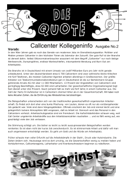 Callcenter Kollegeninfo Ausgabe No.2