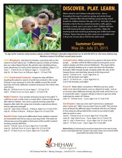 Chehaw Summer Camp 2015 info flyer