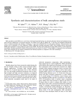 Synthesis and characterization of bulk amorphous steels