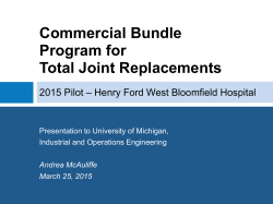 Commercial Bundle Program for Total Joint Replacements