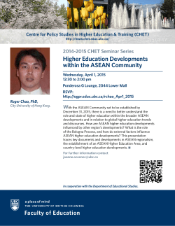 2014-2015 CHET Seminar Series - Centre for Policy Studies in