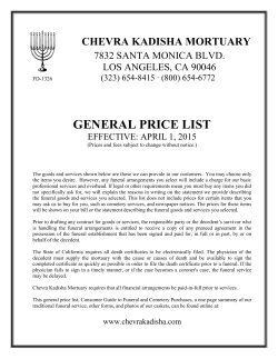 General Price List - Chevra Kadisha Mortuary