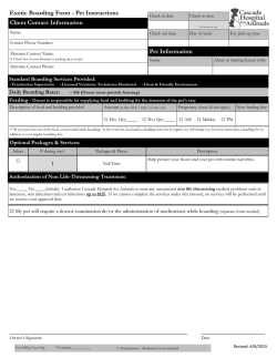 Exotic Boarding Form - Cascade Hospital for Animals
