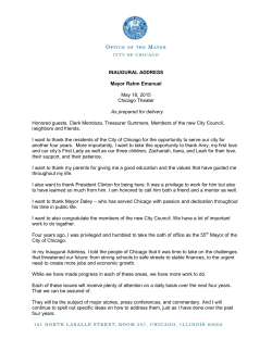 Inaugural Address of Mayor Rahm Emanuel