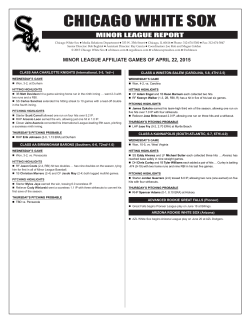 game notes - Official Chicago White Sox